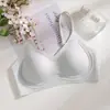 Roupa íntima ultra-fina, sensação refrescante, não magnética, sem marcas para mulheres, respirável para o verão, sem aro, para realçar seios pequenos, anti-queda, sutiã confortável