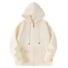 Sudadera con capucha y cremallera de algodón y seda de leche estilo primavera y otoño con logotipo personalizado, chaqueta cárdigan lisa en blanco con texto impreso