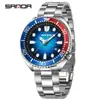 Reloj Sanda Trendy de Cuarzo con Bisel Giratorio para Hombre, Correa de Acero Sólido, Calendario Simple, Reloj de Negocios Impermeable de Alto Valor