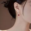 Aretes de Ágata Roja Natural Aretes Estilo Nacional Aretes de Calcedonia Geométricos Simples para Mujer Otoño 2025 Diseño Nicho Retro Country