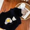 Venta al por mayor de camisetas de algodón de manga corta de verano para niños con dibujos animados, camisetas de verano para niños, camisetas de manga corta para bebés y niñas.