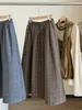 Saia Midi Plaid de Lã Estilo Academia Japonesa Coreana Feminina Outono Inverno 2026 Nova Cintura Alta Emagrecedora Saia Evasê