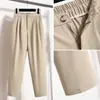 Pantalones de traje rectos de cintura alta para mujer de tallas grandes para primavera y otoño, favorecedores para figuras curvilíneas, pantalones casuales estilo cigarrillo