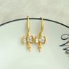 Bolsa de oro de 14K, gancho para oreja de escalera cuadrada de circón, accesorios para joyería hechos a mano DIY, aretes caseros con soporte vacío de perla, aretes microincrustados