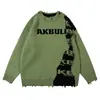 2025 [Roupas Masculinas] Tricôs Rasgados Estilo Retro Americano High Street para Homens e Mulheres, Tricôs de Nicho de Outono com Senso de Design