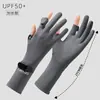 Guantes de Verano para Mujer de Longitud Media con Protección Solar que Cambian de Color, Anti-UV, Seda de Hielo, Pantalla Táctil, Antideslizantes, Guantes para Ciclismo y Conducción al Aire Libre
