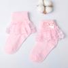 Meias de algodão para meninas cor sólida renda bordada renda meias infantis laço Pérola meias curtas de algodão meias de dança para bebê