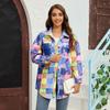 Exportação de Tiro Real Independente 25 Outono e Inverno Lã Combinação de Cores Casual Moda Lapela Manga Longa Jaqueta 22258-2