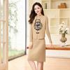 Novo estilo chinês vintage bordado design colete slim-fit emagrecimento cintura alta vestido em forma de A outono novo malha all-match