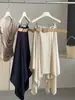 Saia irregular de algodão e linho em linha A para mulheres, cintura alta de verão, fluida, casual, versátil, elegante saia guarda-chuva, saia midi fashion