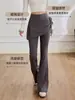 Saia-Shorts de Yoga Feminina Falsa Duas Peças com Cordão Cintura Alta Micro Flare Calça Shark Anti-Exposição Fitness Calça Longa