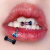 Set de Piercing Labial con Diente Interno de Hueso de Perro con Diamantes y Circonitas Lindo Acero de Titanio 316L Goteo de Aceite Acero Inoxidable Tricolor Sexy Joyería para Piercing