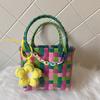 Bolso de Mano de Plástico Nuevo Bolso de Compras Sencillo para Mujer Bolso Cuadrado Pequeño para Niños Bolso de Playa de Verano Bolso Tejido Hecho a Mano