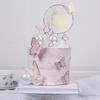 Decoração de bolo de borboleta rosa Feliz Aniversário Placa Cartão de acrílico on-line Sobremesa vermelha Plug-in Magic Ball Ornaments