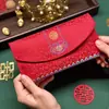 Brocado de Canção do Patrimônio Cultural Imaterial Vintage, Envelopes Vermelhos de Casamento de Alto Padrão, Envelopes Vermelhos Bordados de Alto Valor, Envelopes Vermelhos de Tecido para Mudança de Endereço ou Mudança de Nome