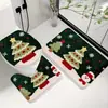 Tapete de Chão de Natal Banheiro Vaso Sanitário Banheiro Absorção de Água Resistente ao Desgaste Conjunto de Três Peças Tapete para Pés Capa de Assento Sanitário Tapete Fácil de Limpar Tapete Decorativo