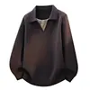 2026 Nuevo Otoño/Invierno Transfronterizo Suéter de Punto Pulóver Sencillo con Cuello de Solapa Falso para Hombre Ropa de Punto Talla Grande Camisa Básica Casual
