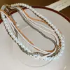 Collar Redondo Multicapa de Perlas y Cuentas Moda Temperamento Cadena para Suéter Elegante Lujo Ligero Sensación de Alta Gama Adorno de Collar Transfronterizo Europeo y Americano