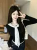 Nueva Camiseta de Manga Larga con Lunares Estilo Coreano Hombro Normal para Mujer Otoño Invierno Adelgazante Favorecedora con Sujetador Incorporado Capa Base de Abrigo