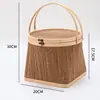 Cesta de Flores de Madera Maciza Tejida de Bambú de Alta Calidad Material de Empaque para Regalo de Flores Frescas y Pasteles de Luna Festival de Mediados de Otoño Capa Única Doble Capa Caja de Flores Caja de Regalo