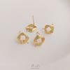 Aretes cuadrados cepillados con baño de oro de 14K que conservan el color con alfiler, materiales para accesorios de aretes con engaste de perlas hechos a mano DIY