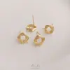 Aretes cuadrados cepillados con baño de oro de 14K que conservan el color con alfiler, materiales para accesorios de aretes con engaste de perlas hechos a mano DIY