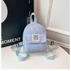 Mini mochila coreana, linda mochila para estudiantes, pequeña bolsa de cosméticos con textura de pana, mochila versátil de color sólido