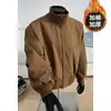 Jaqueta curta estilo americano marrom para homens, marca moderna de primavera e outono, jaqueta de alta qualidade cleanfit com gola alta, jaqueta bomber