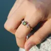 Huajie Explosiones Transfronterizas Europeas y Americanas Anillo de Esmeralda y Diamante Moda Anillo de Boda de Diamante Joyería Joyería de Compromiso para Mujeres