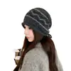 Gorro de lana de otoño e invierno para mujer con circunferencia de cabeza grande, gorro de punto retro japonés versátil con borde enrollado, estilo perezoso para protección de orejas, gorro de punto a prueba de frío