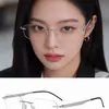 Gafas Dyunpu con Montura Negra para Mujeres con Caras Pequeñas, Gafas Lisas Anti Luz Azul, Herramienta Mágica sin Maquillaje, Gafas Graduadas sin Montura de Titanio Puro Ultraligeras