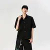 Camisa de manga corta con textura estilo americano para hombre, nuevo modelo de verano 2026, de alta gama, elegante, holgada y casual, de media manga