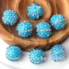 Nuevo accesorio de joyería DIY de flor de tres pétalos con incrustaciones de diamantes de resina transfronteriza, bola de arcilla suave con bola de diamante con agujero central y flor de cinco pétalos con incrustaciones de diamante