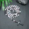 Amazonas Piedra Natural Colgante de Cruz Collar Piedra Ojo de Tigre Cruz Vesícula Biliar de Hierro Rosario para Hombres Collar Venta al por Mayor