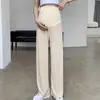 Pantalones de Maternidad Primavera Verano Ropa Exterior Soporte Delgado Vientre Sin Ajuste Talla Grande Casual Sueltos Embarazo Pantalones de Pierna Ancha Petite
