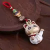 Nuevo Llavero de Carruaje de Caballo del Zodiaco 3D Incrustado con Diamantes Estilo Chino Metal Lindo Colgante de Bolsa Unisex Llavero
