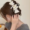 Presilha de Cabelo Retro de Bolinhas Pretas e Brancas de Alta Qualidade com Laço, Versátil e Elegante, Perfeita para Penteados Updo, Acessório de Cabelo Exquisito