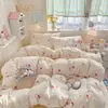Juego de Cuatro Piezas de Gasa Doble Capa Personalizado por el Fabricante, Algodón Lavable, Juego de Tres Piezas Lavable a Máquina, Sábana de Cama para el Hogar, Ropa de Cama Lavable a Máquina