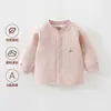 Top cálido para bebé otoño e invierno algodón fino ropa de otoño para bebé niños y niñas ropa interior infantil ropa engrosada algodón puro algodón acolchado de tres capas