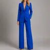 Traje casual europeo y americano, top de cuello de moda ajustado, blazer, pantalones de pierna ancha de color liso, ropa de mujer transfronteriza de Amazon