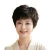 Peluca de cabeza completa para mujeres de mediana edad y mayores, cabello corto y rizado hecho de cabello humano real, transpirable, natural, estilo verano, estilo mamá