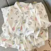 Pijama de Algodón Nube para Mujer de Primavera y Otoño, Conjunto de Manga Larga, Rayas de Dibujos Animados Lindos, Suelto Dulce Ropa de Casa, Estilo Nuevo