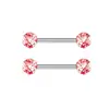 2 Peças de Aço Inoxidável Série Vermelha Zircônia Anéis para Mamilos com Designs Criativos de Coração e Flor, Joias para Piercing de Mamilo Cravejadas com Diamantes para Vendas Transfronteiriças