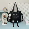Bolsa Transversal Lisa Fofa de Outono e Inverno para Meninas de Faculdade, Bolsa de Ombro Grande Capacidade com Estampa Artística, Bolsa para Deslocamento e Aulas de Reforço para Estudantes