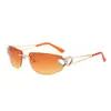 Gafas de sol sin montura con forma de corazón, marco metálico pequeño transfronterizo, gafas de sol personalizadas de vanguardia europeas y americanas
