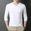 Camisa base lisa para homens, camiseta de manga comprida, camiseta lisa redonda juvenil para homens, camiseta versátil de manga comprida slim fit para outono e inverno para homens
