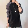 Ropa interior térmica de manga raglán color pitahaya para hombres y mujeres, Camiseta base de capa interior con bloques de color estilo americano