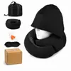 Almohada de espuma viscoelástica con capucha para el cuello transfronteriza con capucha plegable, almohada portátil en forma de U, almohada de soporte para el cuello de viaje, almohada de soporte para el cuello para dormir