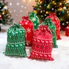 Bolsa de Regalo de Lino Navideño Comercio Electrónico Transfronterizo Bolsa de Regalo con Cordón Festivo Bolsa de Almacenamiento con Cordón para Snacks de Nochebuena Lista para la Venta