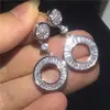 Brincos retrô europeus e americanos requintados brincos de zircônia quadrada em escada com diamante T brincos geométricos circulares exagerados brincos simples femininos e6434